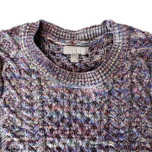 J. Crew Lavender Wool Marled Cable Knit Crewneck Sweater Women's Size Medium - Picture 3 of 6